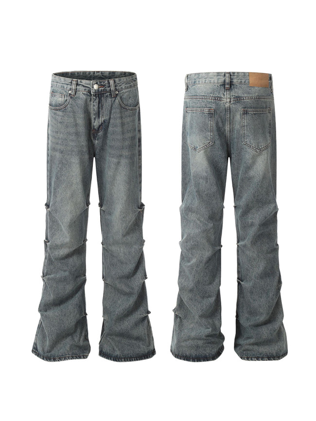Side Frayed Micro Wide Leg Jeans