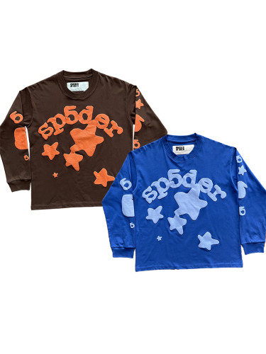 1:1 quality version Foam Letter Big Star Print Long Sleeve T-Shirt 2 colors