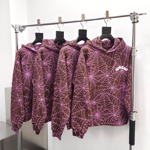 1:1 quality version All over print pink spiderweb print Hoodie & Pants Set
