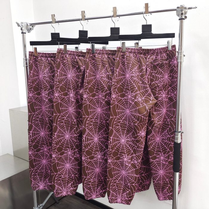 1:1 quality version All over print pink spiderweb print Hoodie & Pants Set