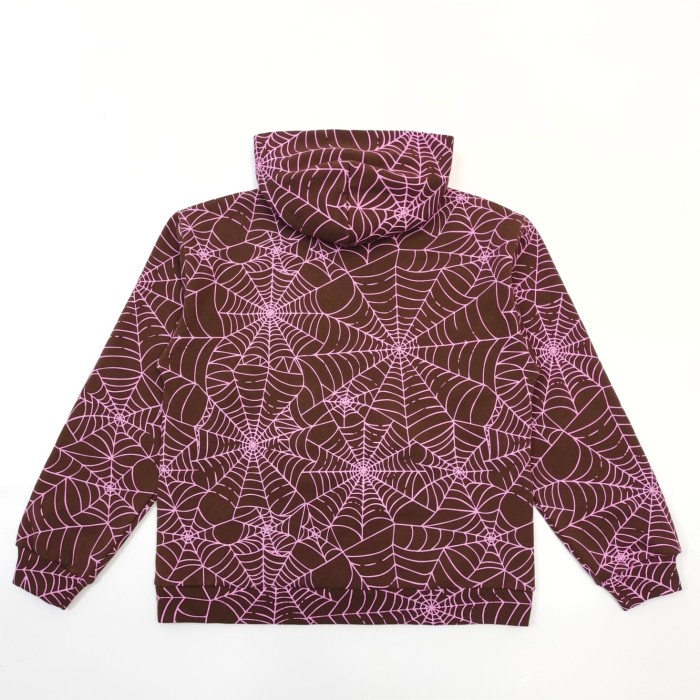 1:1 quality version All over print pink spiderweb print Hoodie & Pants Set