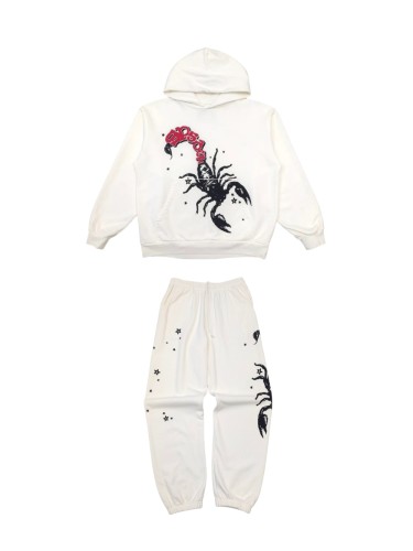 1:1 quality version Black Scorpion Red Letter Print Hoodie & Pants Set