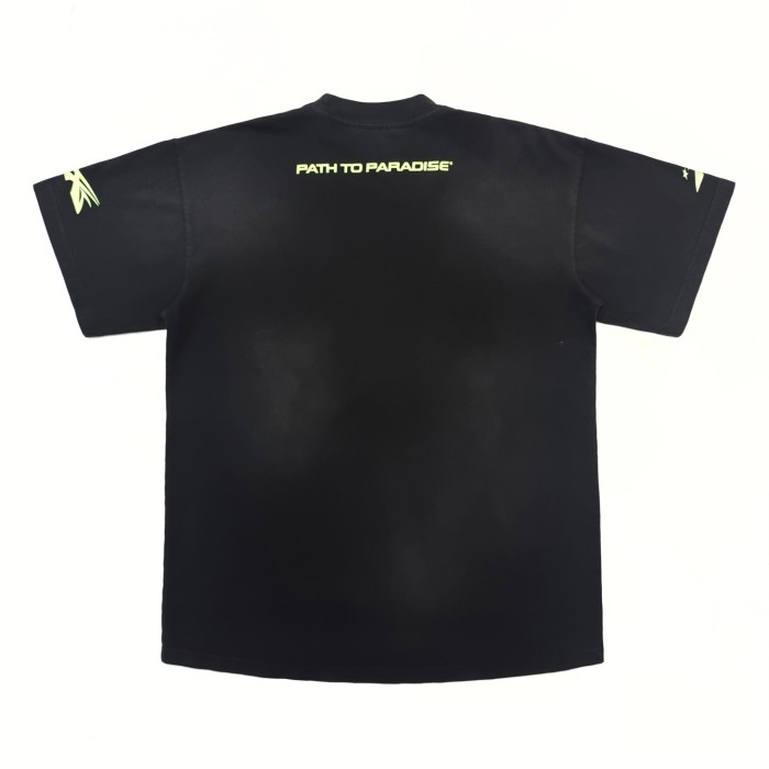 [buy more save more][Big & Tall for weights up to 260 lbs]1:1 quality version Sideways Goddess Logo Green Letter Jet Color Aged  Tee with NFC tag