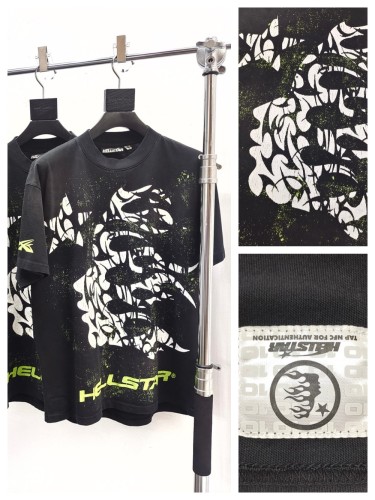 1:1 quality version Sideways Goddess Logo Green Letter Jet Color Aged  Tee with NFC tag
