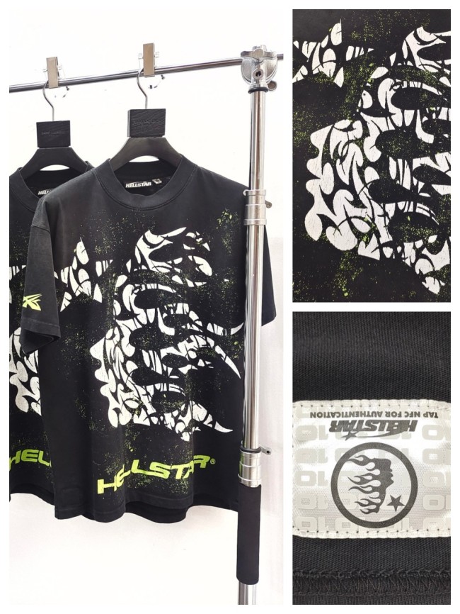 [buy more save more][Big & Tall for weights up to 260 lbs]1:1 quality version Sideways Goddess Logo Green Letter Jet Color Aged  Tee with NFC tag