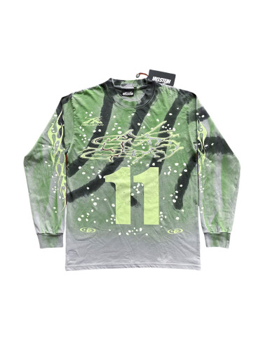 1:1 quality version Number 11 Printed Green and Black Tie-Dye Long Sleeve T-Shirt