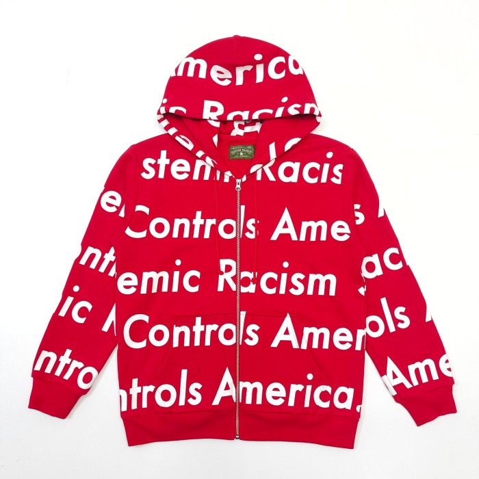 1:1 quality version All Over Racial Lettering Printed Zipper Hoodie 4 colors