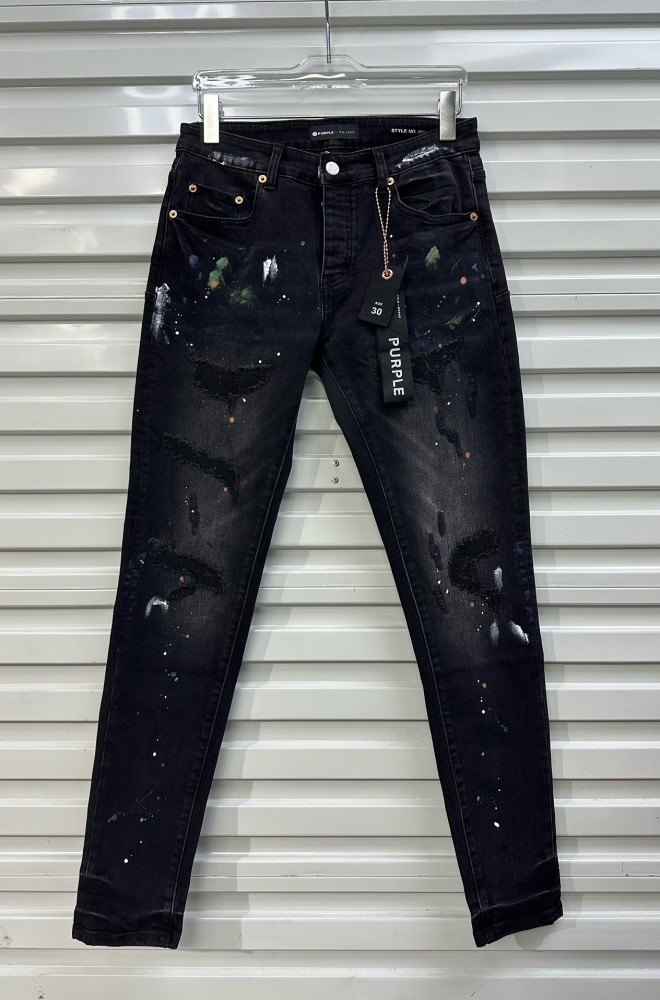 [50% Off]Purple Brand 1:1 quality version Colorful Splash Ink Rubbed Jeans 27615577