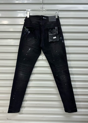 1:1 quality version Colorful Splash Ink Rubbed Jeans