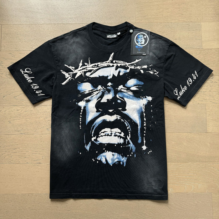 Weeping figures back angel wings printed washed version tee