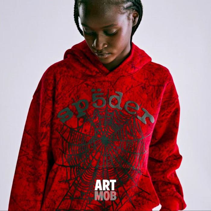 1:1 quality version Black spiderweb splash-ink printed Hoodie & Pants Set