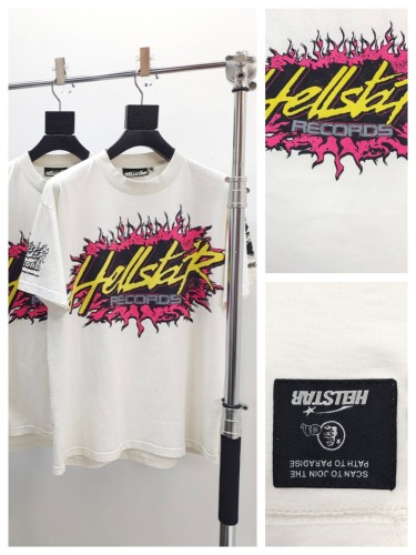 1:1 quality version Yellow Letter Pink Flame Logo Tee with NFC tag