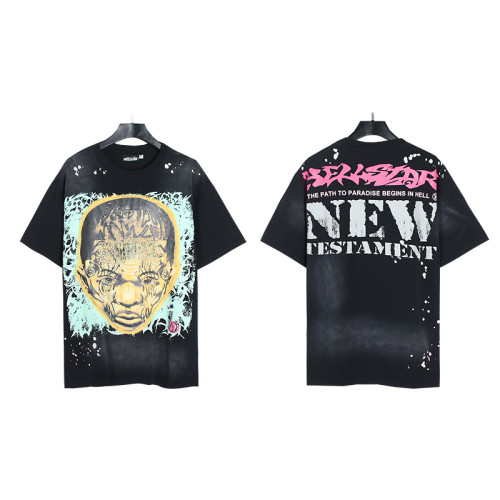 Portrait Splash Ink Print Washed tee