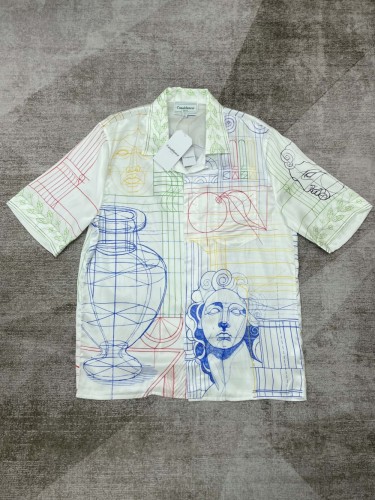 1:1 quality version Silk Geometric Sketch Portrait Print shirt