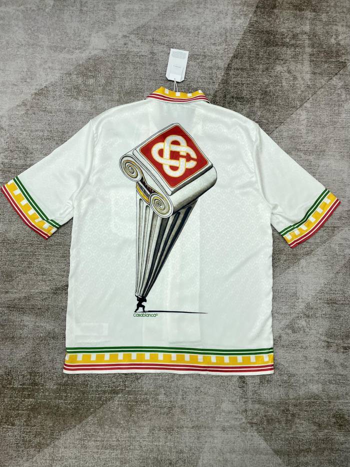 1:1 quality version Shoulder Stonehenge Printed Dark Logo Silk shirt