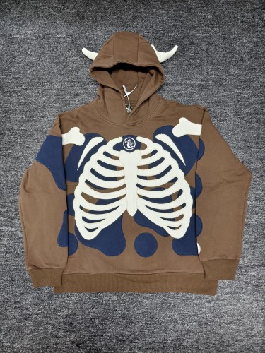 1:1 quality version Skeleton patchwork embroidered hoodie