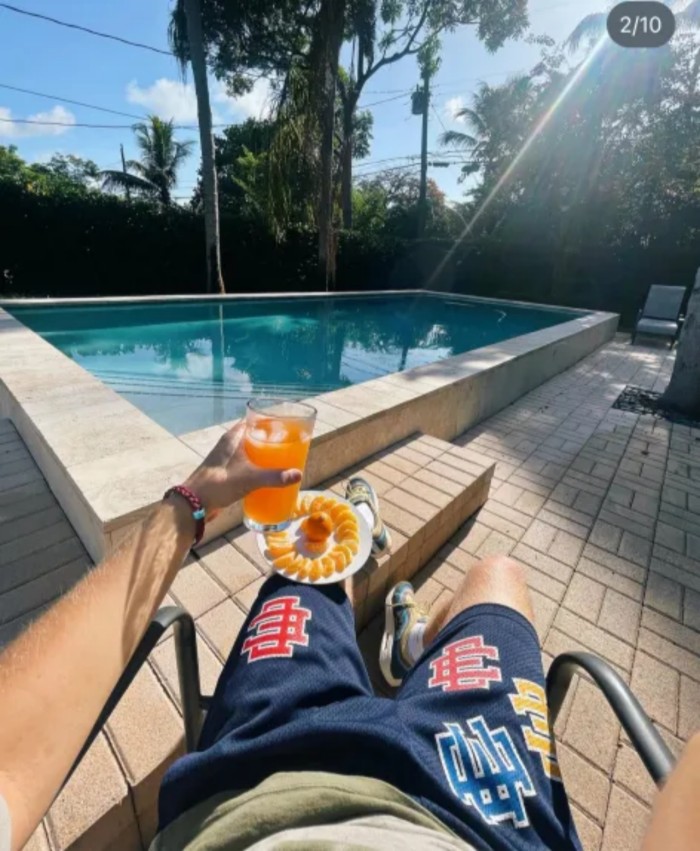 1:1 quality version Four colorful logo print beach mesh shorts