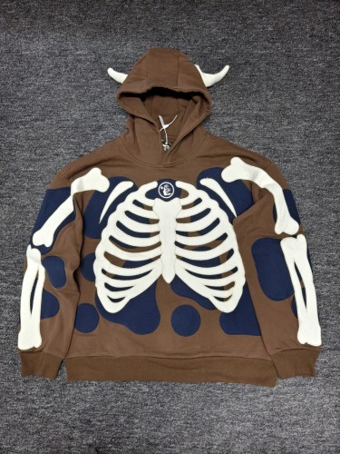 1:1 quality version Skeleton patchwork embroidered hoodie