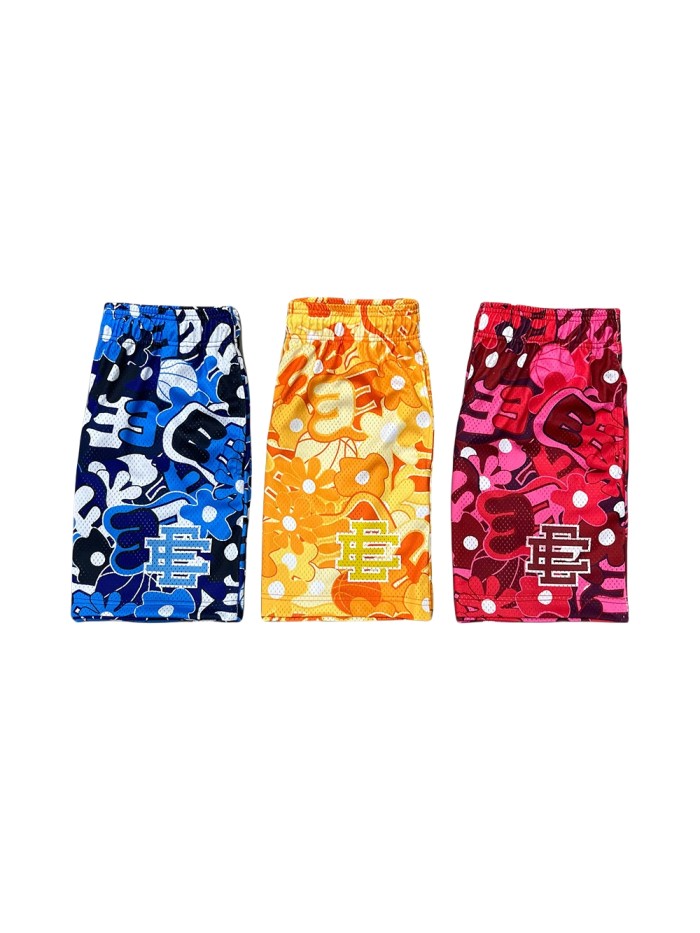 1:1 quality version Hawaii Collection Allover Floral Monogrammed Mesh Beach Shorts 3 colors