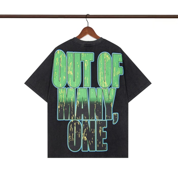 1:1 quality version Gradient letters Sports Car Printed Torn and Washed Tee