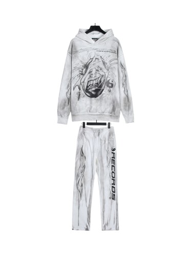 Joker Tai Chi Monogram Letter Print Washed and Aged hoodie & pants set