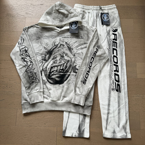 Joker Tai Chi Monogram Letter Print Washed and Aged hoodie & pants set