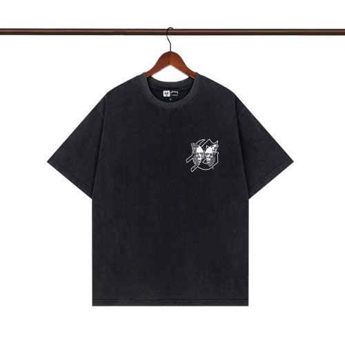 1:1 quality version Butterfly Skull Letter Print Torn Washed Version Tee