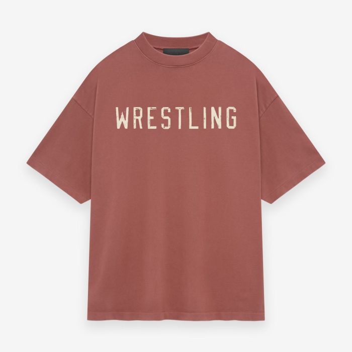1:1 quality version WRESTLING Letter Print distressed Tee 5 colors