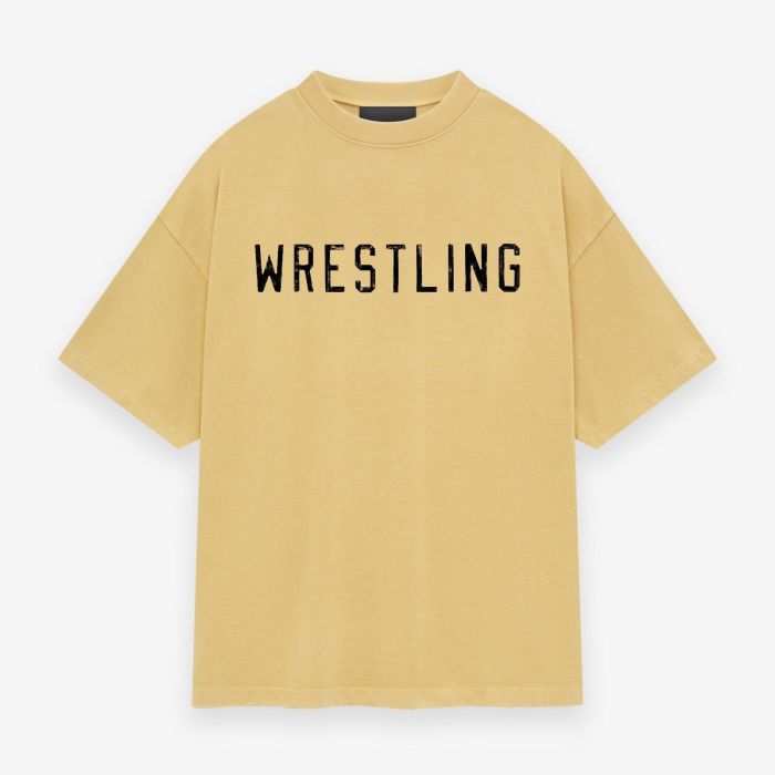 1:1 quality version WRESTLING Letter Print distressed Tee 5 colors