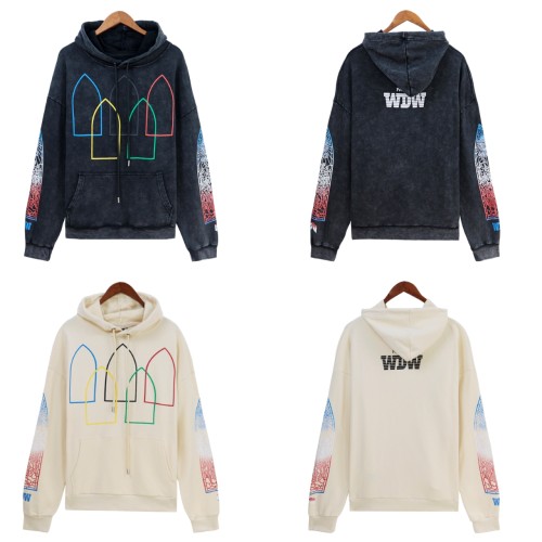 Arm gradient colorful logo print Washed Version Hoodie 2 colors