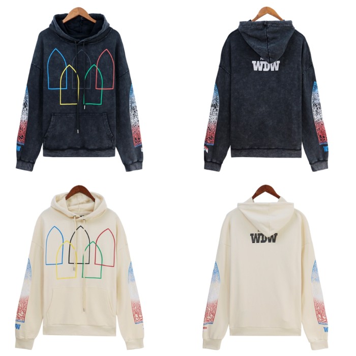 Arm gradient colorful logo print Washed Version Hoodie 2 colors