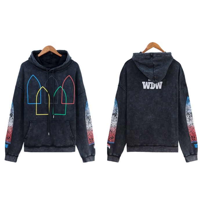 Arm gradient colorful logo print Washed Version Hoodie 2 colors