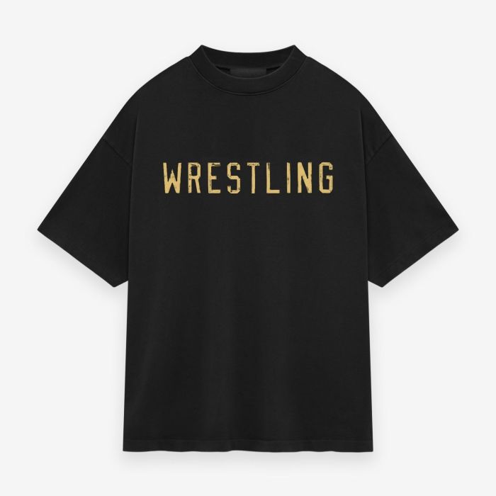 1:1 quality version WRESTLING Letter Print distressed Tee 5 colors