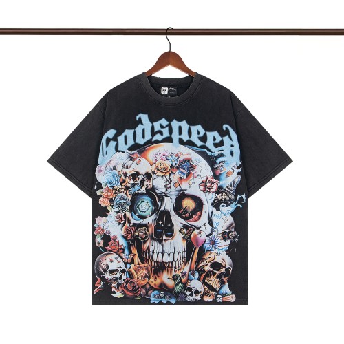 1:1 quality version Skull Rose creature print Washed Version Tee
