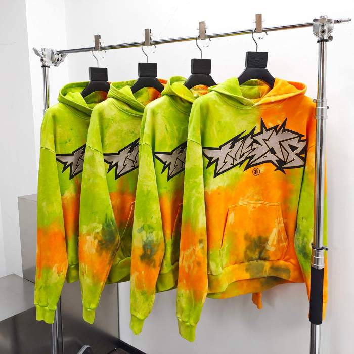 1:1 quality version HS Yellow Green Tie-Dye Hoodie with NFC tag