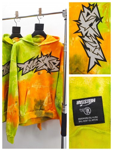 1:1 quality version HS Yellow Green Tie-Dye Hoodie with NFC tag