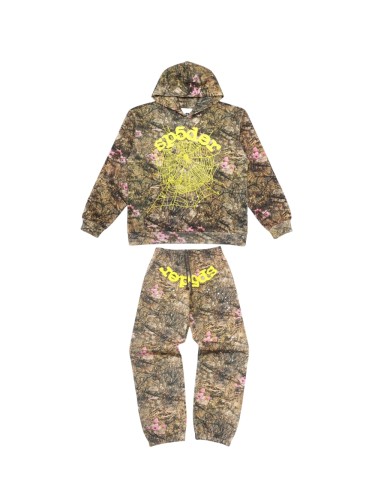 1:1 quality version Tree Branch Flower Spider Web Print Hoodie & Pants Set