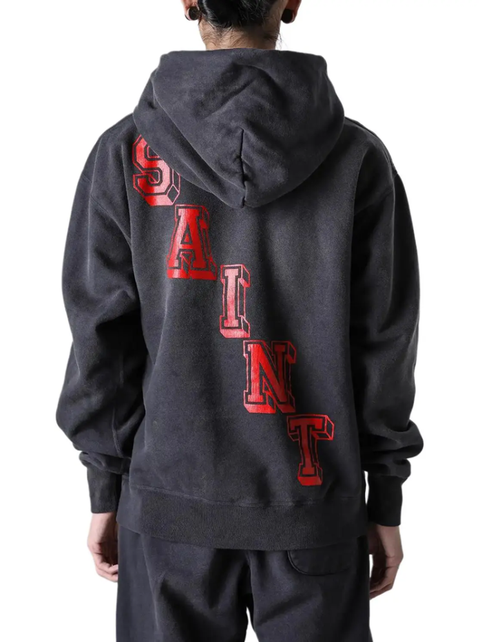 [buy more save more]Angel Character Letter Print Washed and Aged Loose Hoodie & Pants Set 2 colors