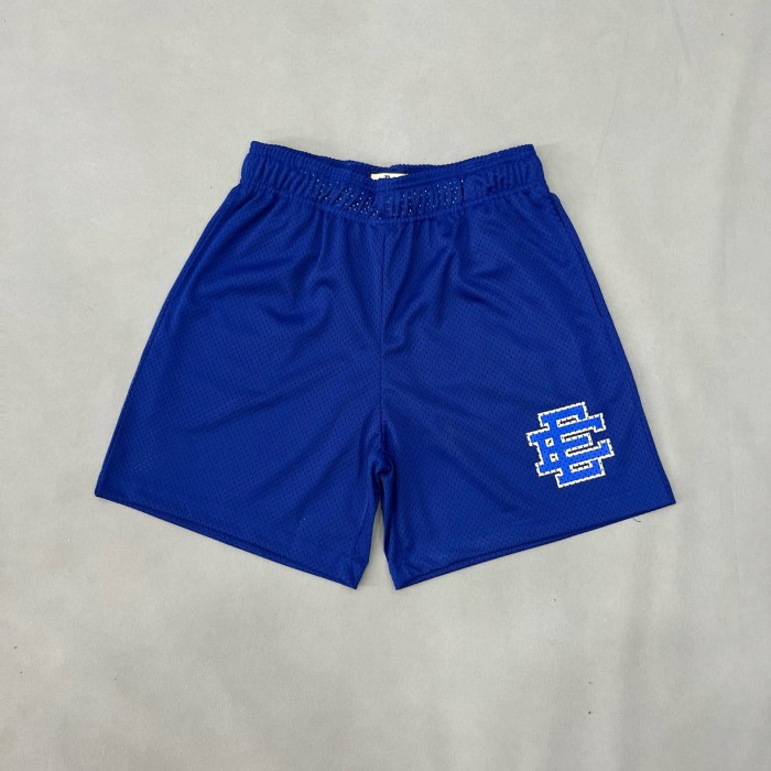 1:1 quality version Beige Trim Blue Logo Print Mesh Shorts