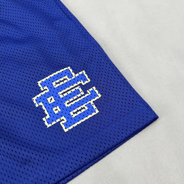 1:1 quality version Beige Trim Blue Logo Print Mesh Shorts