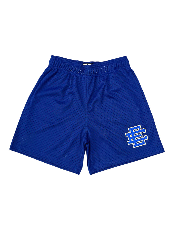 1:1 quality version Beige Trim Blue Logo Print Mesh Shorts