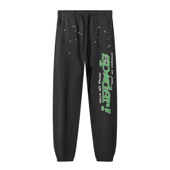 Green Alphabet White Foam Embellished Hoodie & Pants Set
