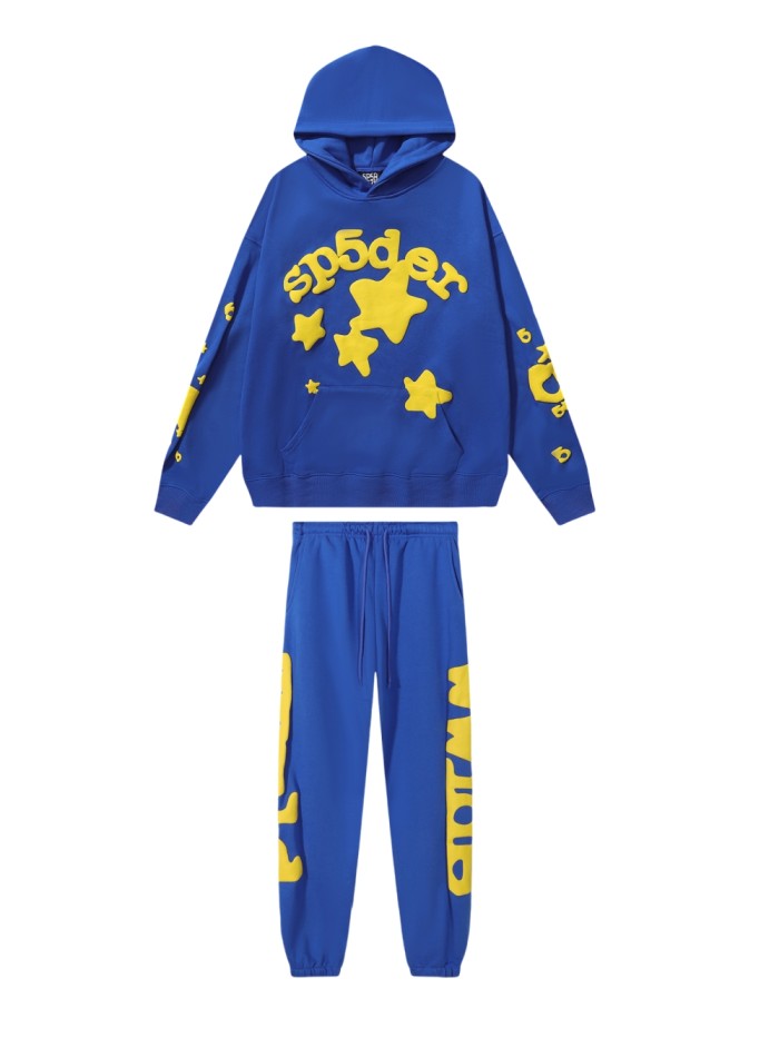 Gold Pentagram Foam Letter Print Hoodie & Pants Set 2 colors