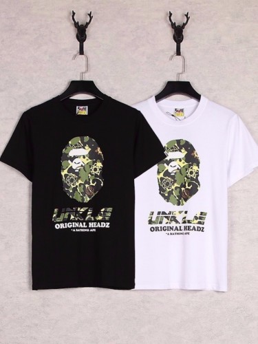 Camouflage Yellow Green Black Ape Head Letter Print tee 2 colors