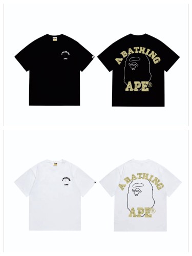 Back line letters big ape head printed tee 2 colors
