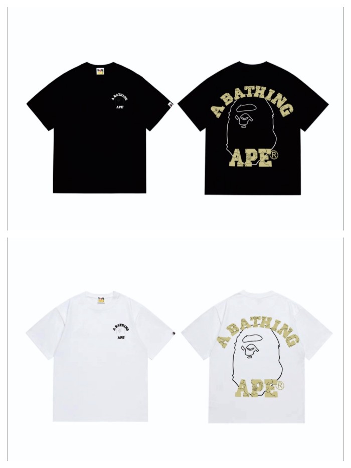 Back line letters big ape head printed tee 2 colors