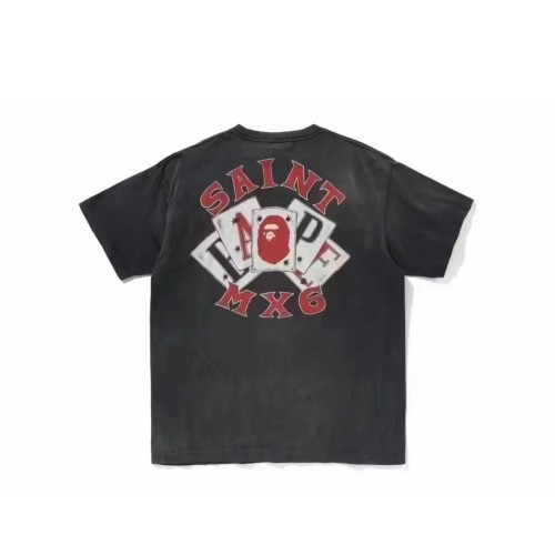 Heavy white ink direct spray letter print vintage distressed tee