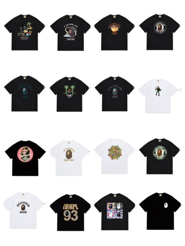 Digital Badge Cartoon Pattern Printed Ape Head Tee 16 colors