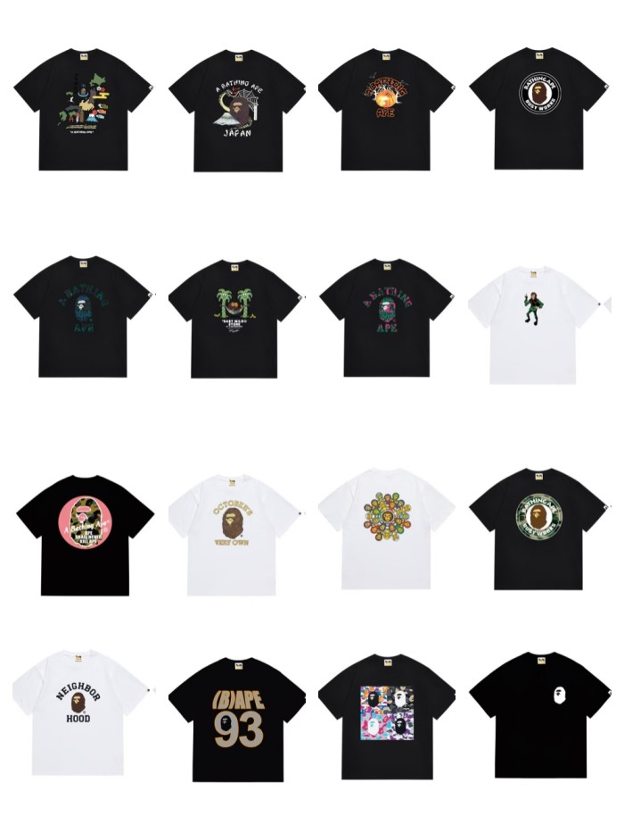 Digital Badge Cartoon Pattern Printed Ape Head Tee 16 colors