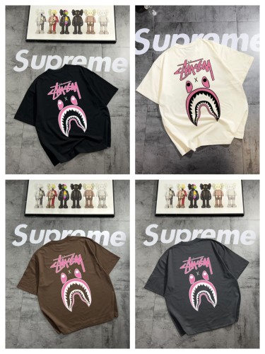 Co-branded Shark's Mouth Letter Print tee 4 colors